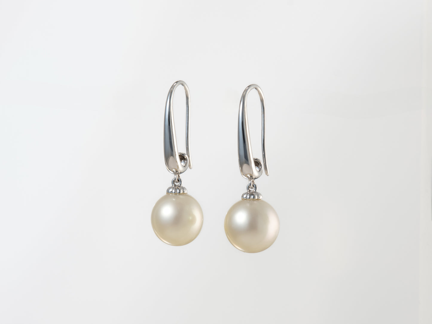 South Sea White Pearl Dangle Earrings 9mm