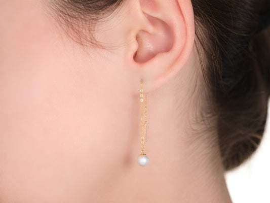 Ming Pearl Chain Earrings 6mm