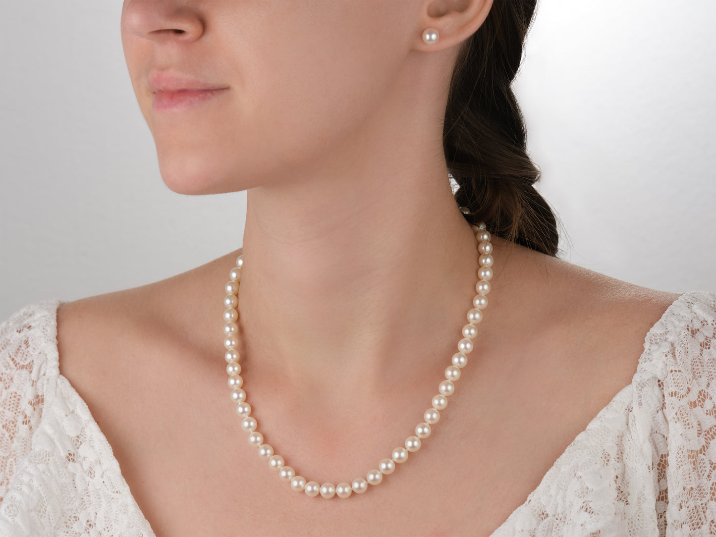 Akoya Pearl Necklace & Earring Set 7mm