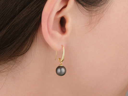 Tahitian Pearl Dangle Earrings 9mm