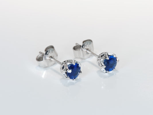 Sapphire Stud 6-Prong Earrings 0.4ct 18k